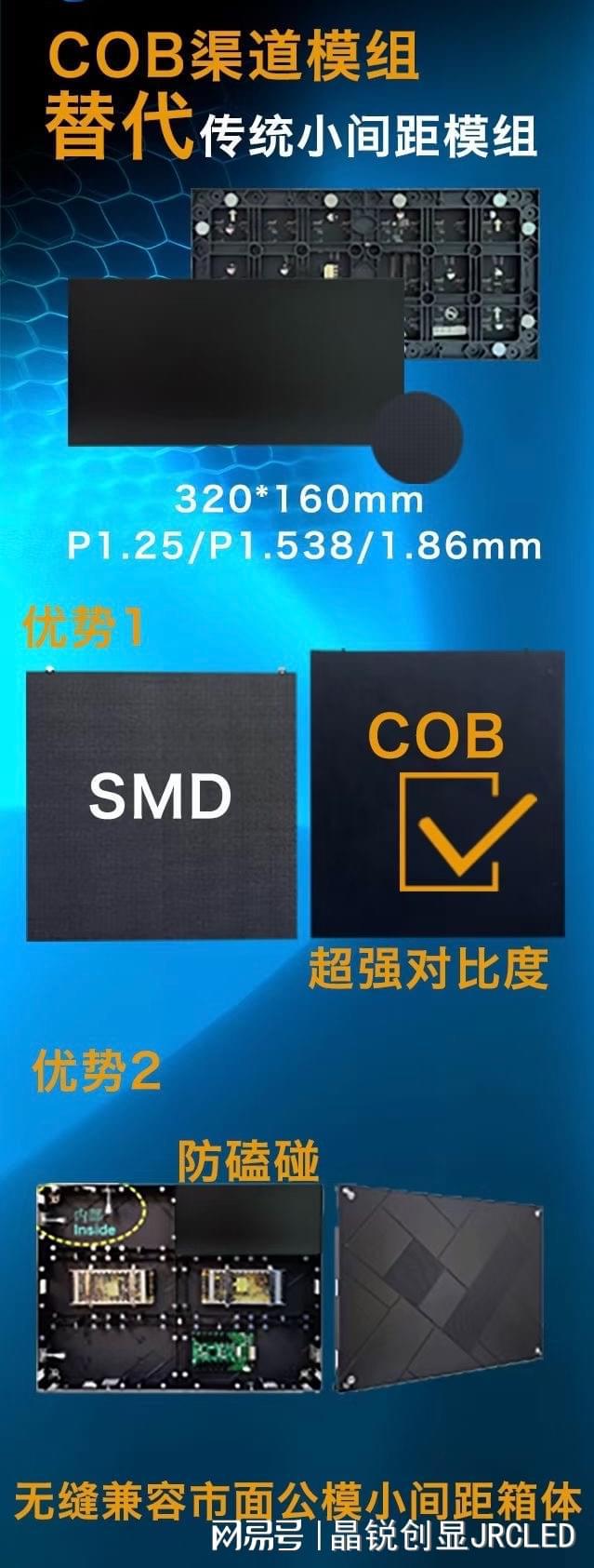 320mm160mmP186超微小间距LED显示屏COB与GOB的工艺区别(图1)