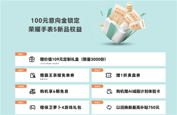 荣耀手表5开订：方形AMOLED显示屏续航可达15天(图1)