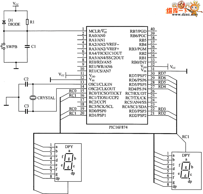 LED显示接口模块的电路图设计(图1)