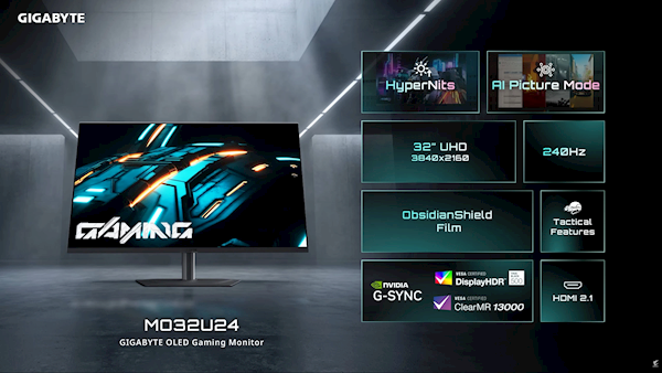 技嘉发布4款OLED显示器:4K、360Hz、带鱼屏全都有(图2)